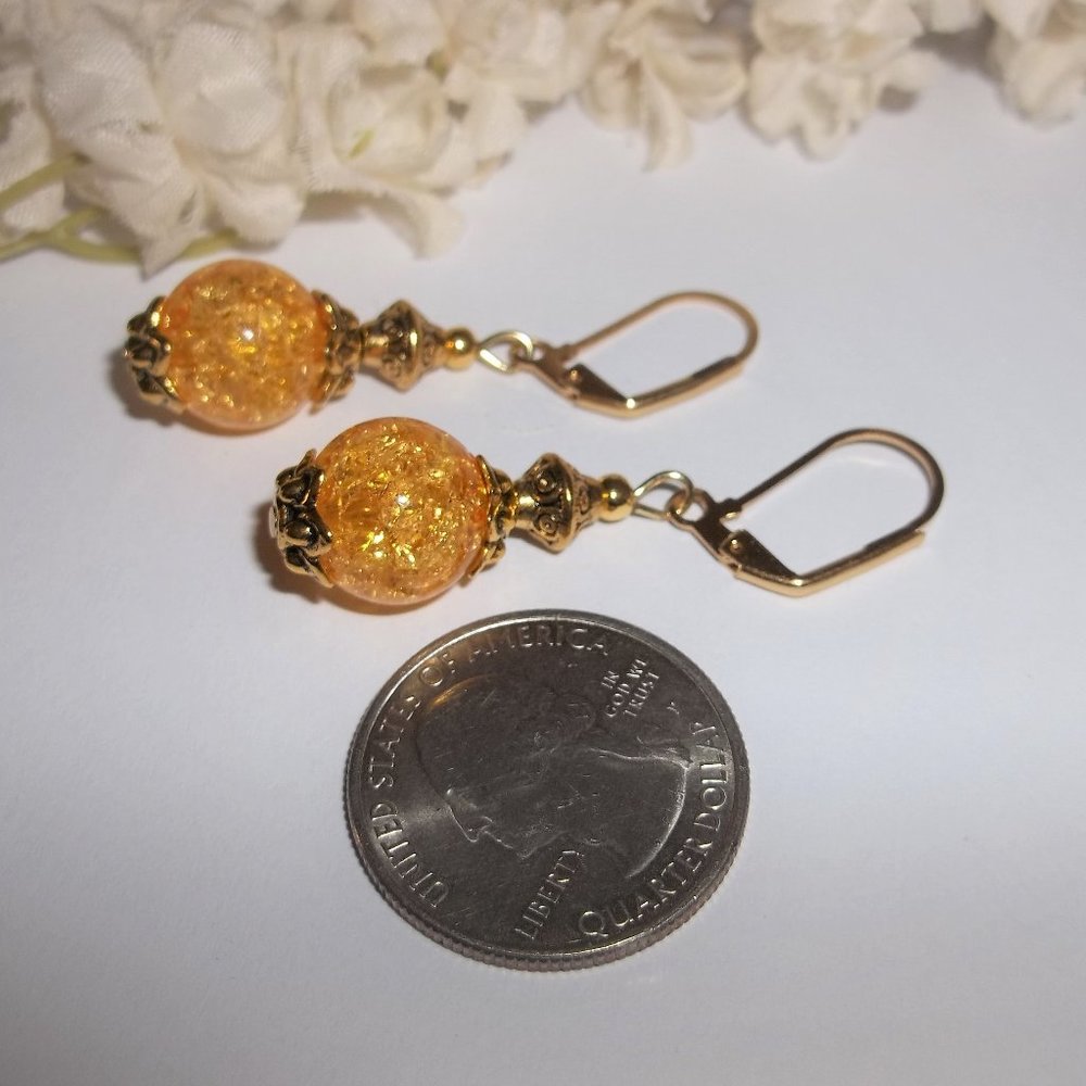 Yellow & Gold Beaded Handmade Earring Set Fashion Jewelry Gift Idea for Her 6704 - Picture 5 of 8